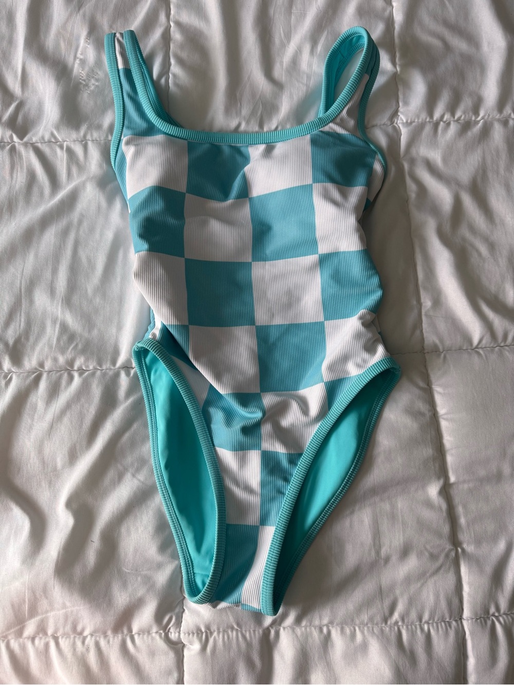 LainSnow Ocean Isle Blue Checkered One Piece Bathing Suit